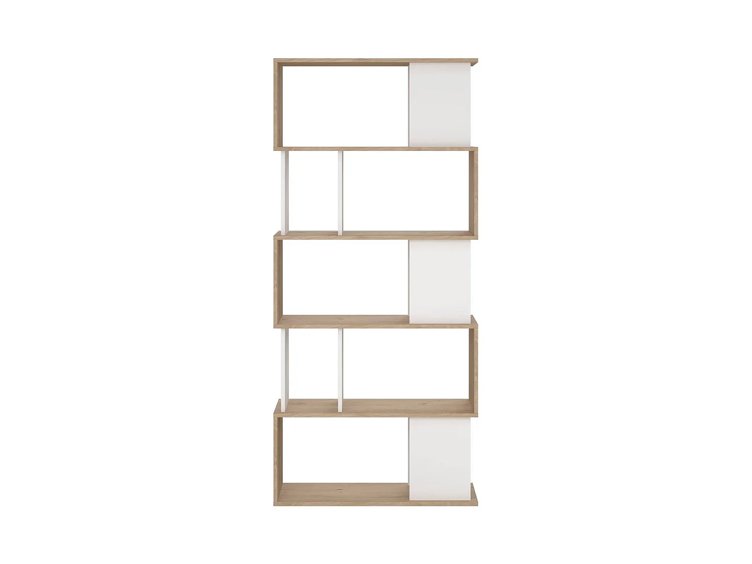 Bibliothèque Dscamacc, Etagère de bureau, Porte-livre mobile, Librairie, 80x30 h174 cm, Chêne clair et Blanc