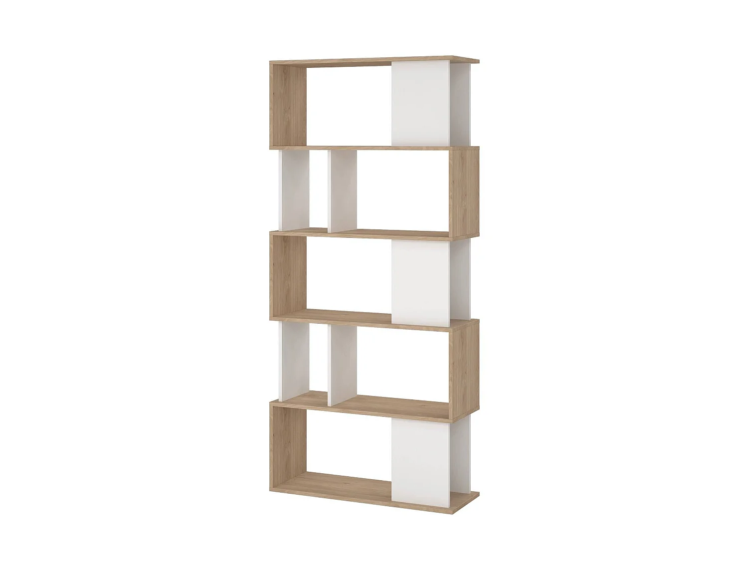 Bibliothèque Dscamacc, Etagère de bureau, Porte-livre mobile, Librairie, 80x30 h174 cm, Chêne clair et Blanc