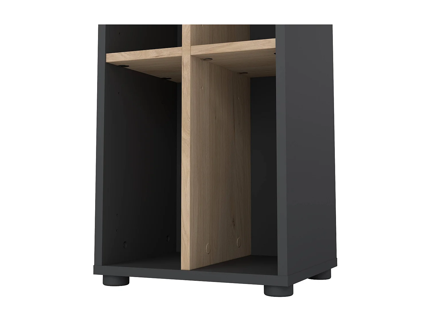 Bibliothèque Dtedesc, Etagère de bureau, Porte-livre mobile, Librairie, 41x34 h205 cm, Chêne et Gris