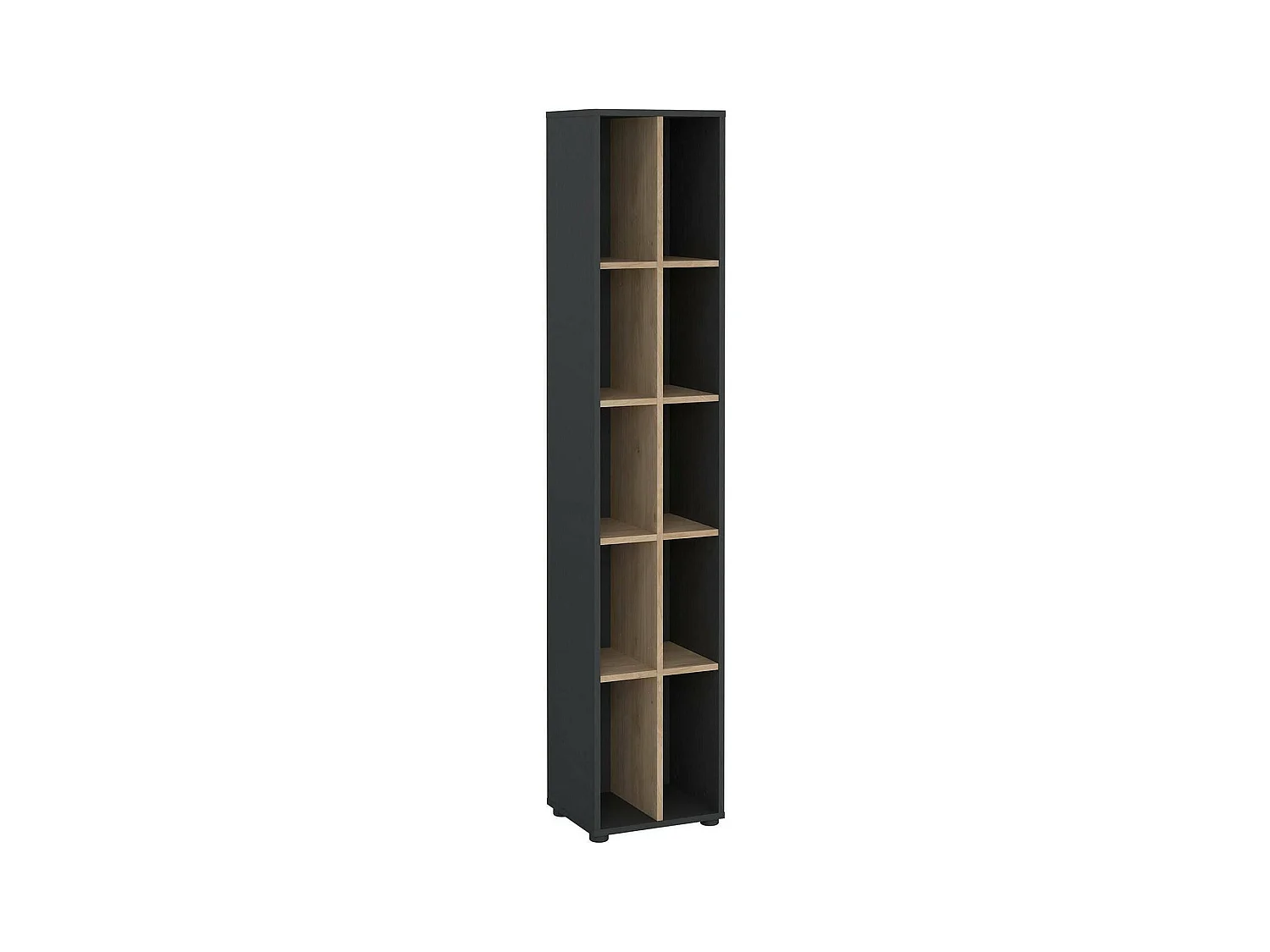 Bibliothèque Dtedesc, Etagère de bureau, Porte-livre mobile, Librairie, 41x34 h205 cm, Chêne et Gris