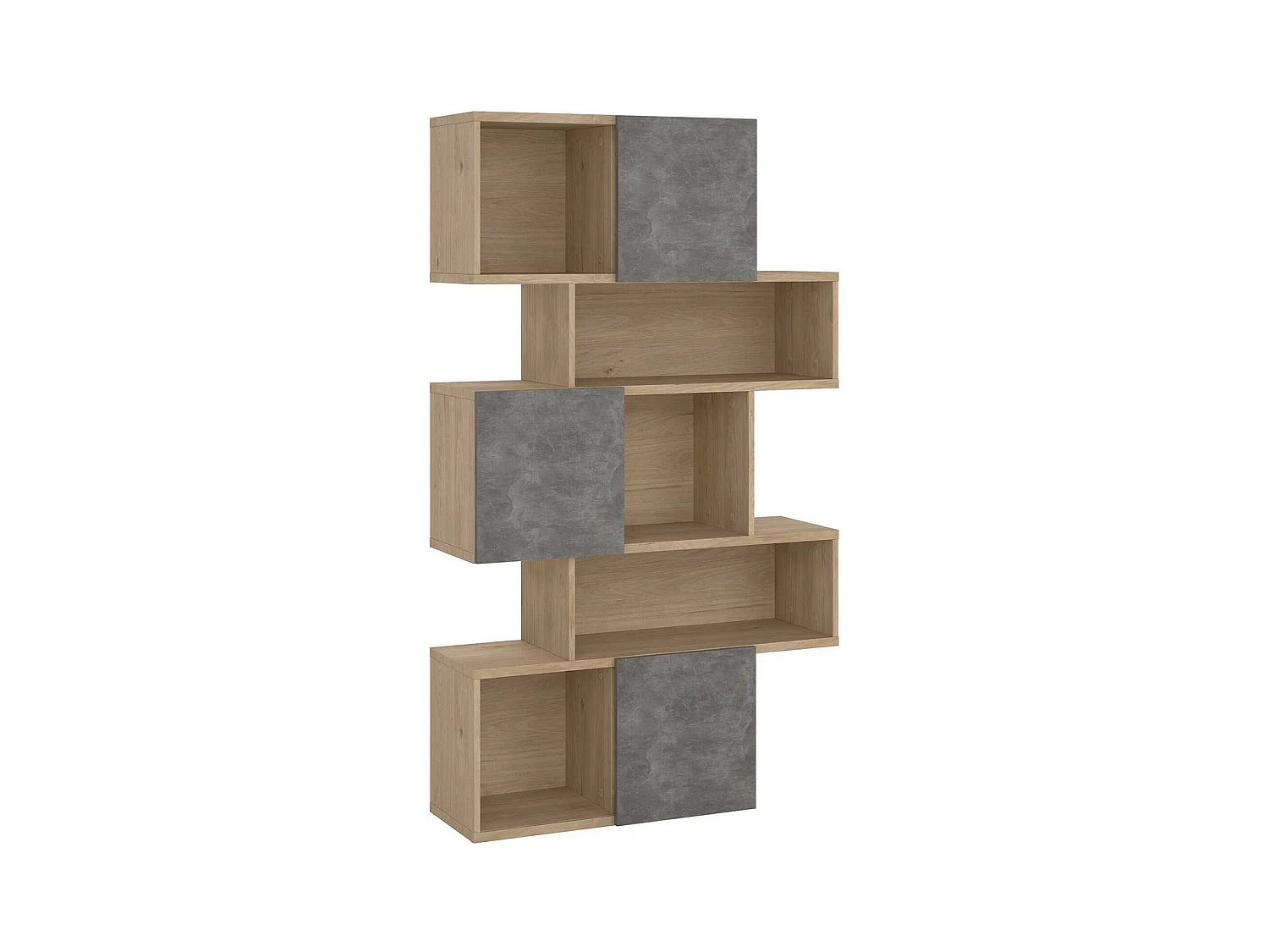 Dsangall boekenkast, Kantoorplank, Boekenkast, Bibliotheek, 96x32 h166 cm, Eiken en Cement