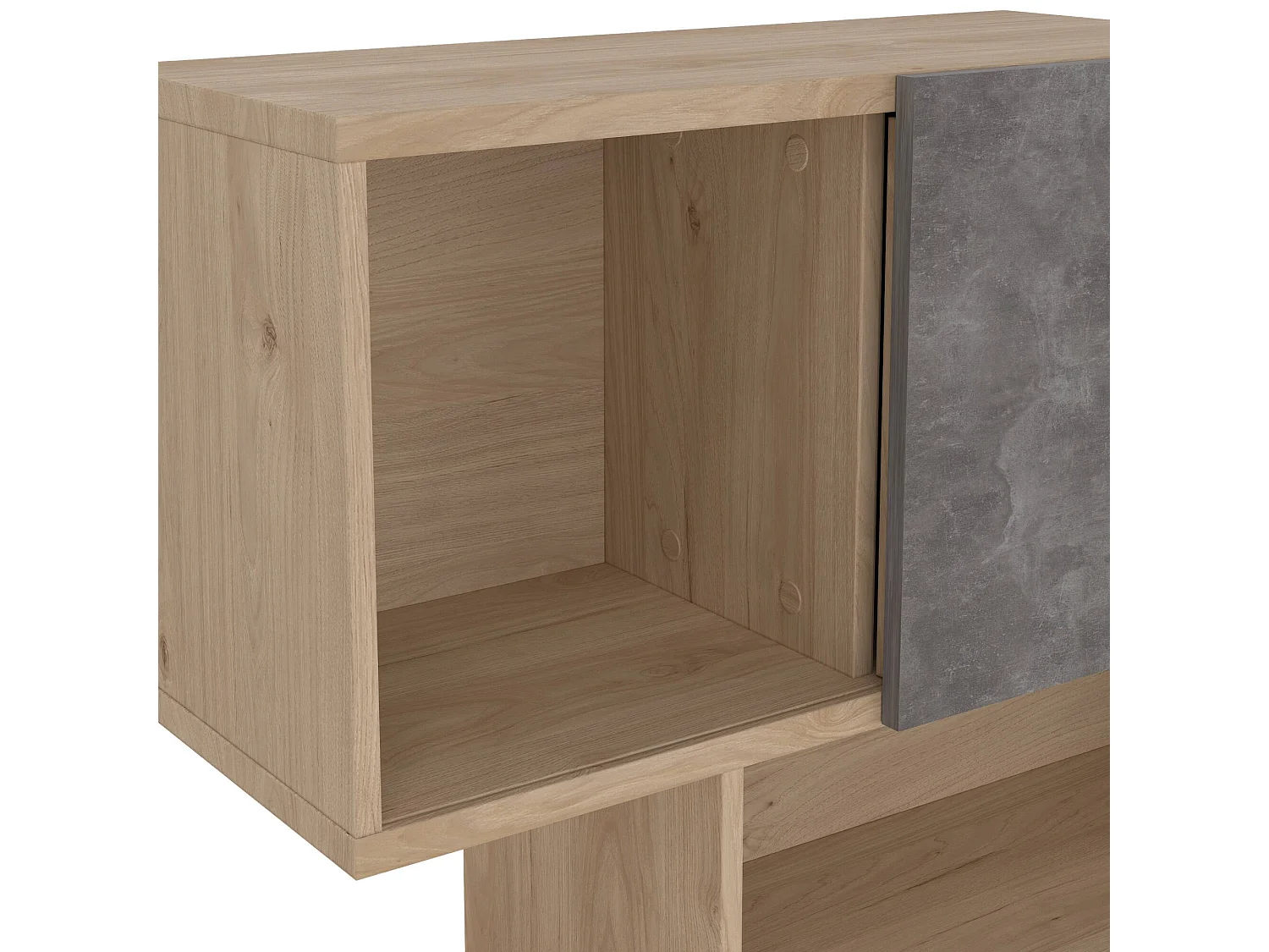 Bibliothèque Dsangall, Etagère de bureau, Porte-livre mobile, Librairie, 96x32 h166 cm, Chêne clair et Ciment