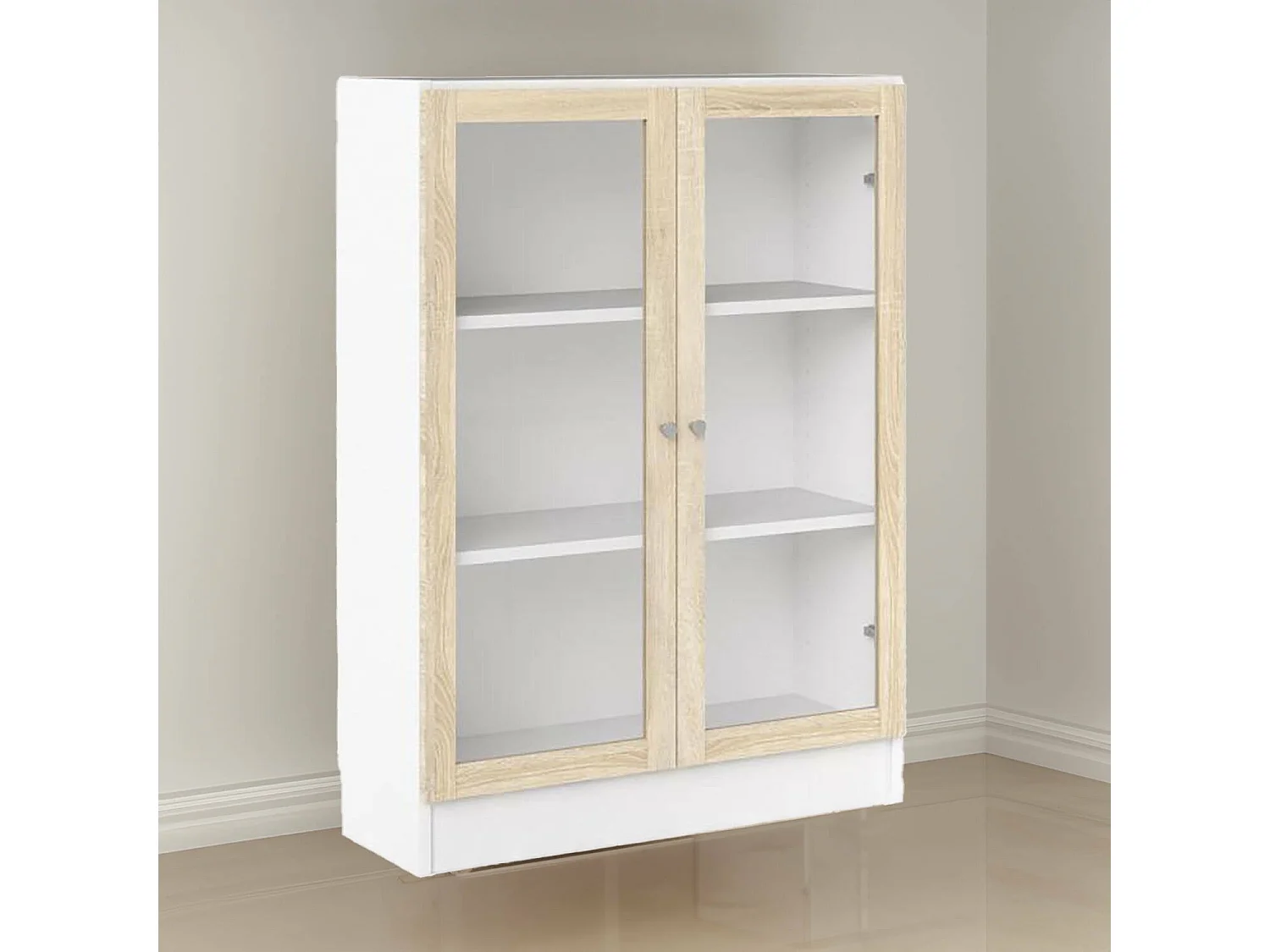 Bibliothèque Dskrinia, Etagère de bureau, Porte-livre mobile, Librairie, 79x28 h107 cm, Blanc et chêne