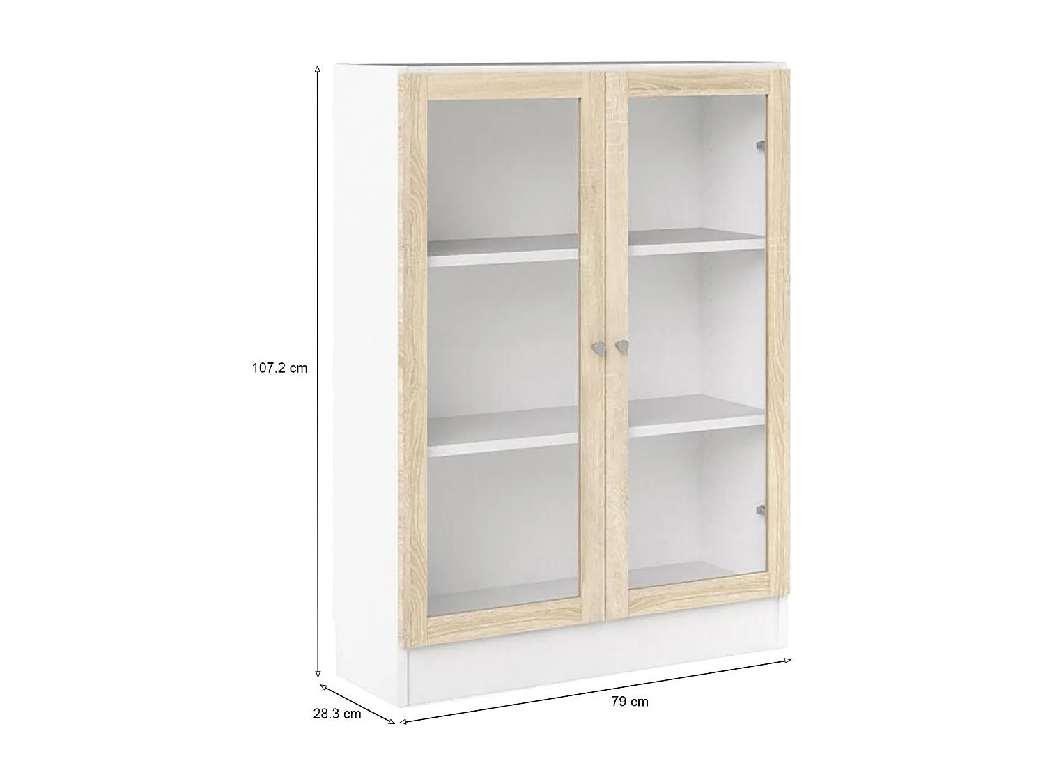 Bibliothèque Dskrinia, Etagère de bureau, Porte-livre mobile, Librairie, 79x28 h107 cm, Blanc et chêne