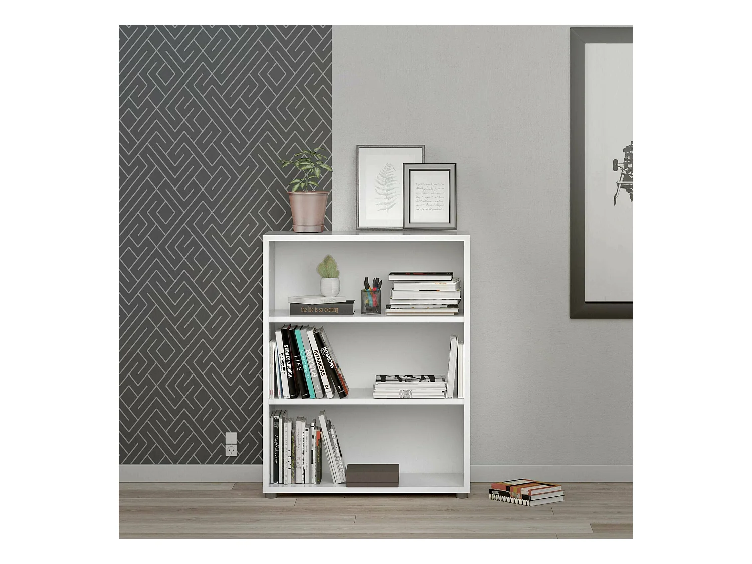 Dmora - Libreria Aziza, 89x40 h113 cm, Bianco