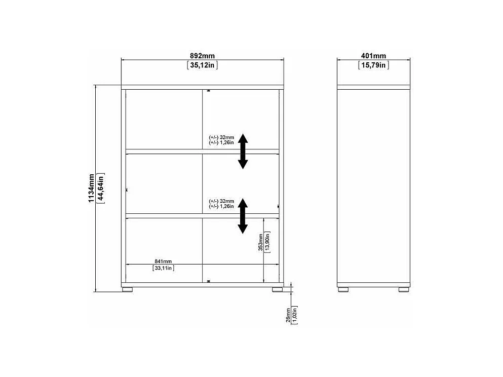Dmora - Libreria Aziza, 89x40 h113 cm, Bianco