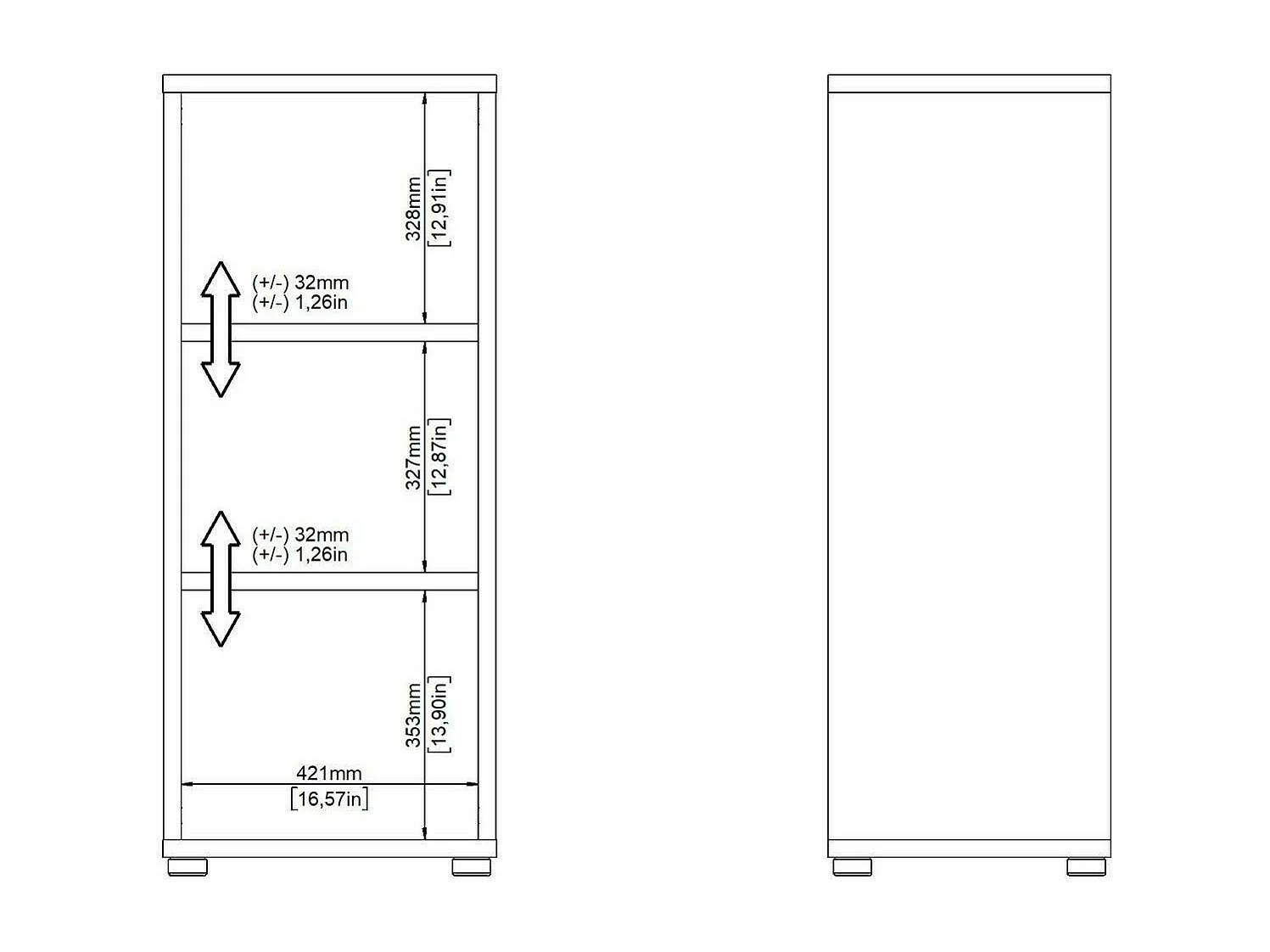 Libreria Minsk, 2 Ripiani, 40.1x47.2x113.4h cm Bianco, Biblioteca