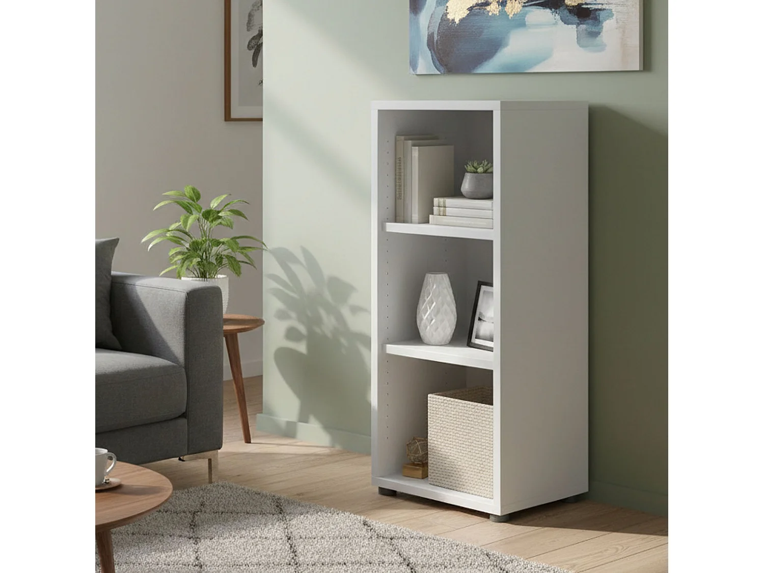 Dterzi boekenkast, Kantoorplank, Boekenkast, Bibliotheek, 47x40 h113 cm, Wit