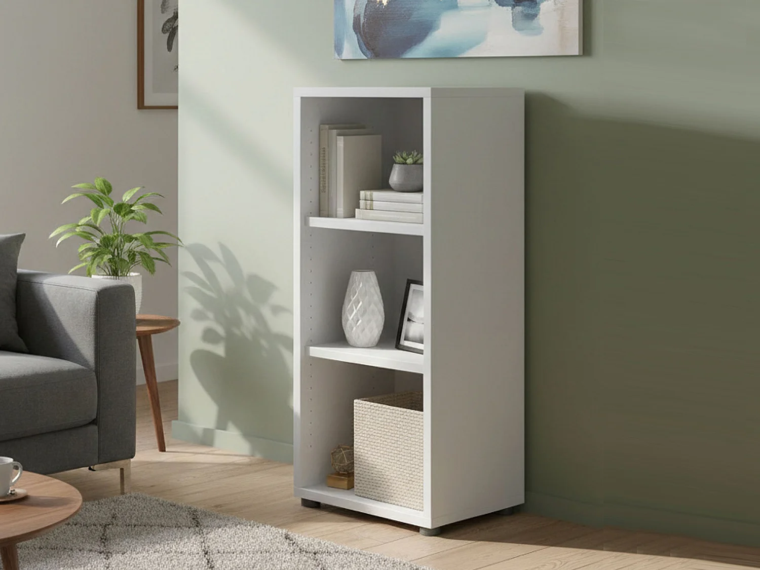 Bücherregal Dterzi, Büroregal, Mobiler Buchhalter, Bücherbrett, 47x40 h113 cm, WeiÃŸ
