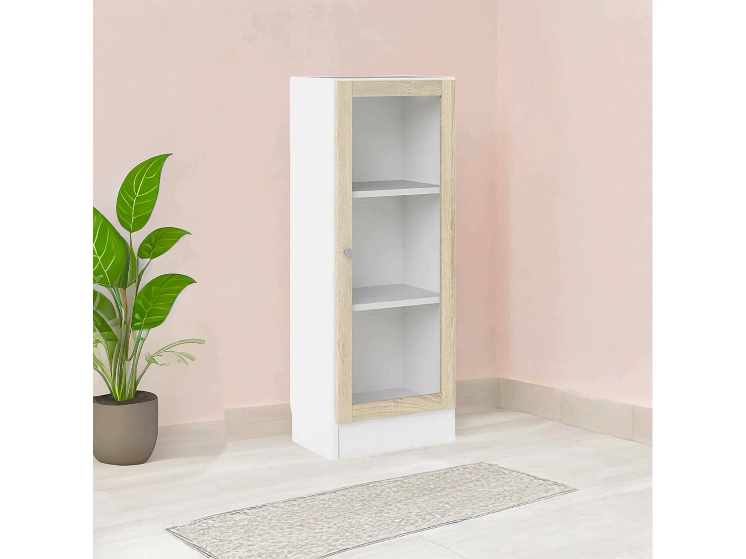 Dsivigli boekenkast, Kantoorplank, Boekenkast, Bibliotheek, 41x28 h107 cm, Wit en Eiken