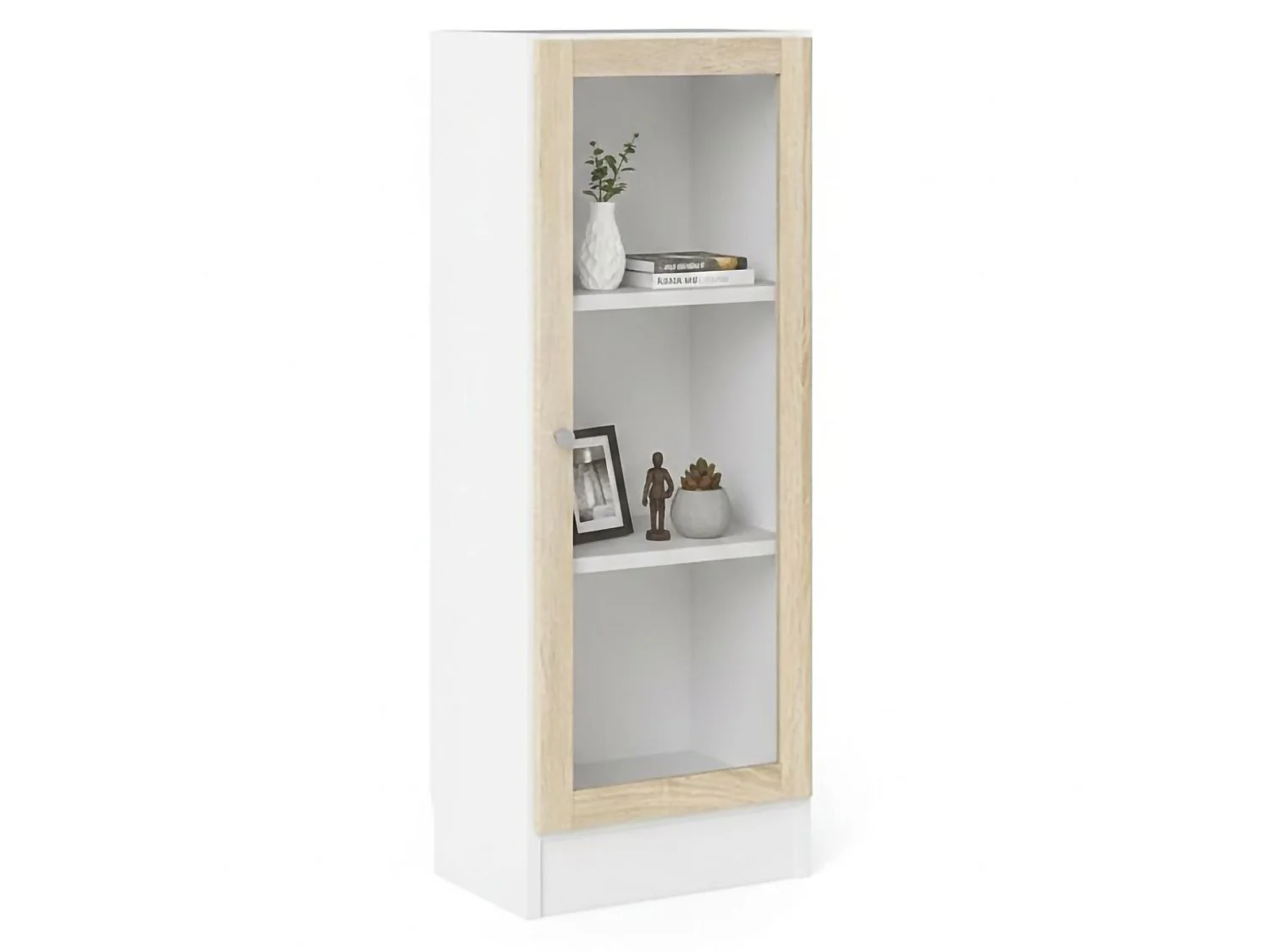 Bibliothèque Dsivigli, Etagère de bureau, Porte-livre mobile, Librairie, 41x28 h107 cm, Blanc et chêne