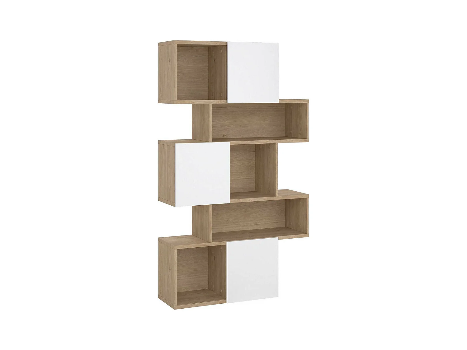 Bücherregal Dsangall, Büroregal, Mobiler Buchhalter, Bücherbrett, 96x32 h166 cm, Eiche und WeiÃŸ