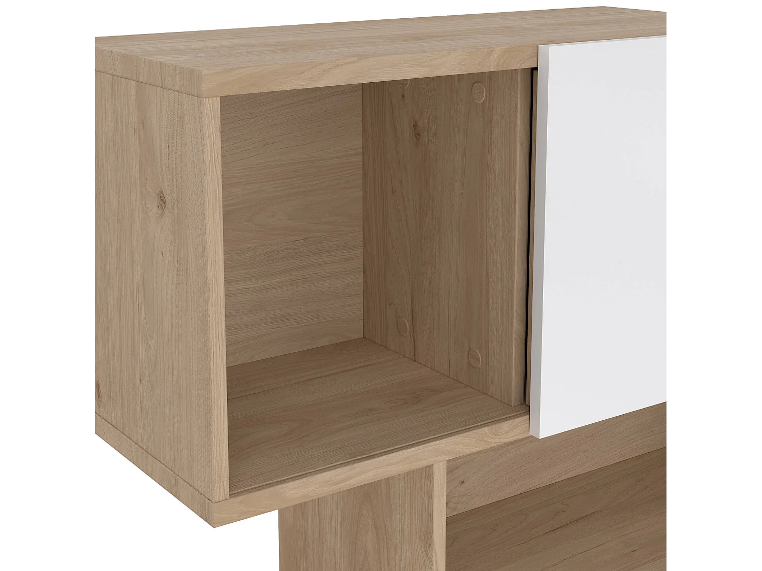 Bibliothèque Dsangall, Etagère de bureau, Porte-livre mobile, Librairie, 96x32 h166 cm, Chêne clair et Blanc