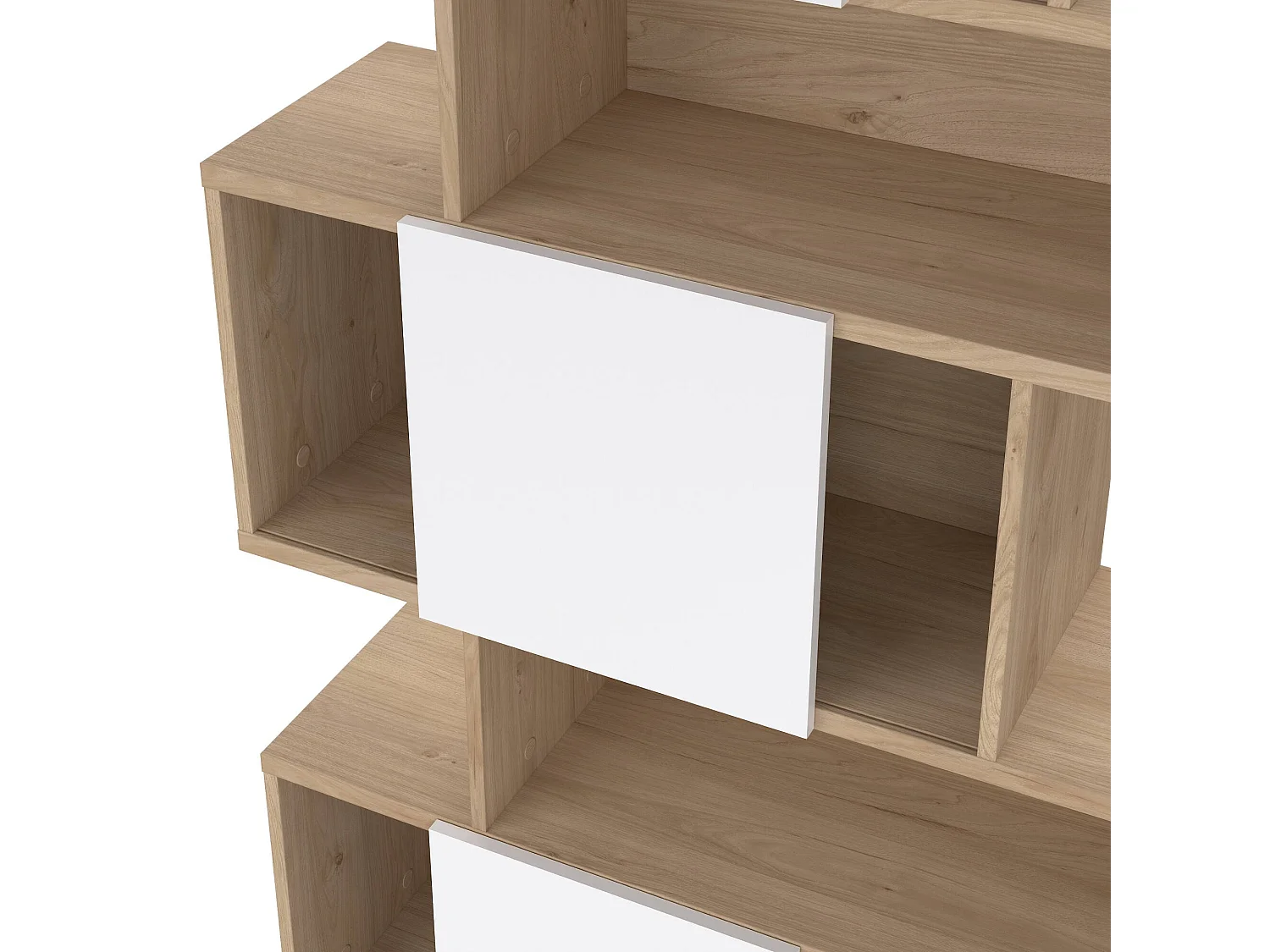 Bibliothèque Dsangall, Etagère de bureau, Porte-livre mobile, Librairie, 96x32 h166 cm, Chêne clair et Blanc