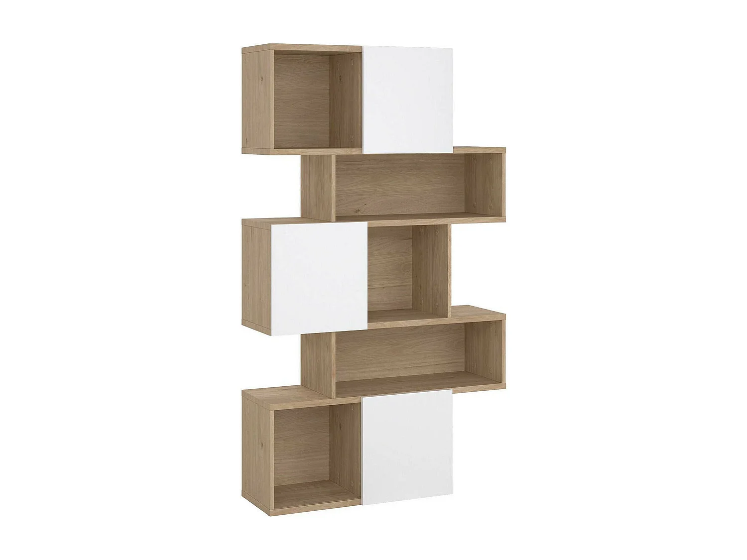 Bibliothèque Dsangall, Etagère de bureau, Porte-livre mobile, Librairie, 96x32 h166 cm, Chêne clair et Blanc