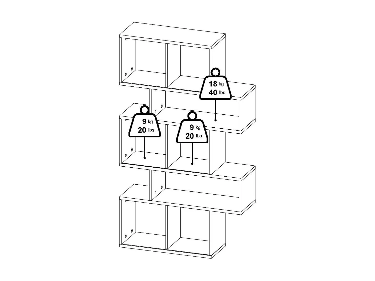 Bibliothèque Dsangall, Etagère de bureau, Porte-livre mobile, Librairie, 96x32 h166 cm, Chêne clair et Blanc