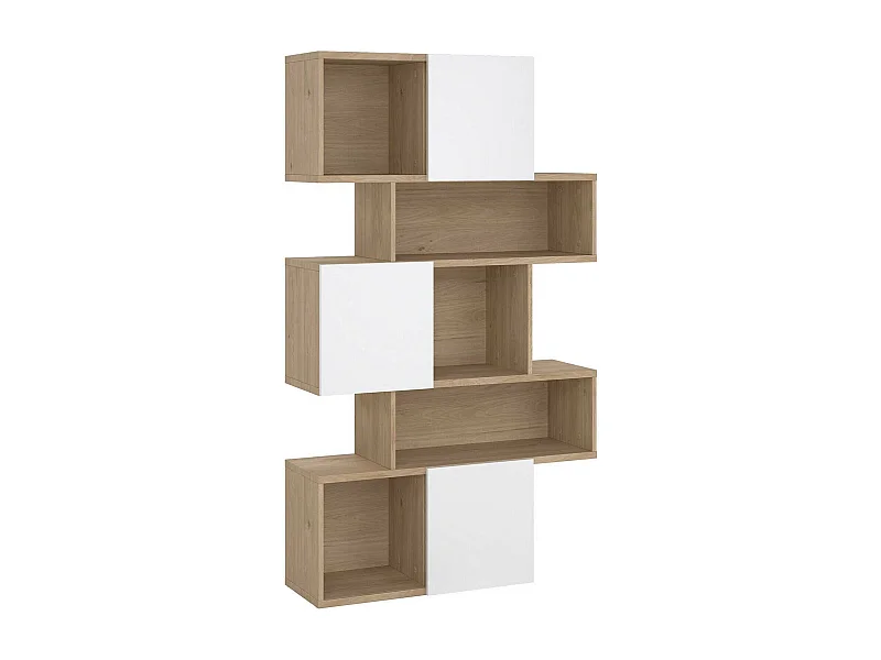Dsangall boekenkast, Kantoorplank, Boekenkast, Bibliotheek, 96x32 h166 cm, Eiken en Wit