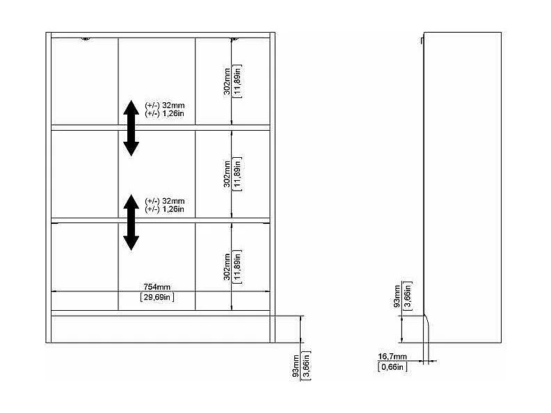 Estante Droman, estante de escritório, estante, biblioteca, 79x27 h107 cm, carvalho