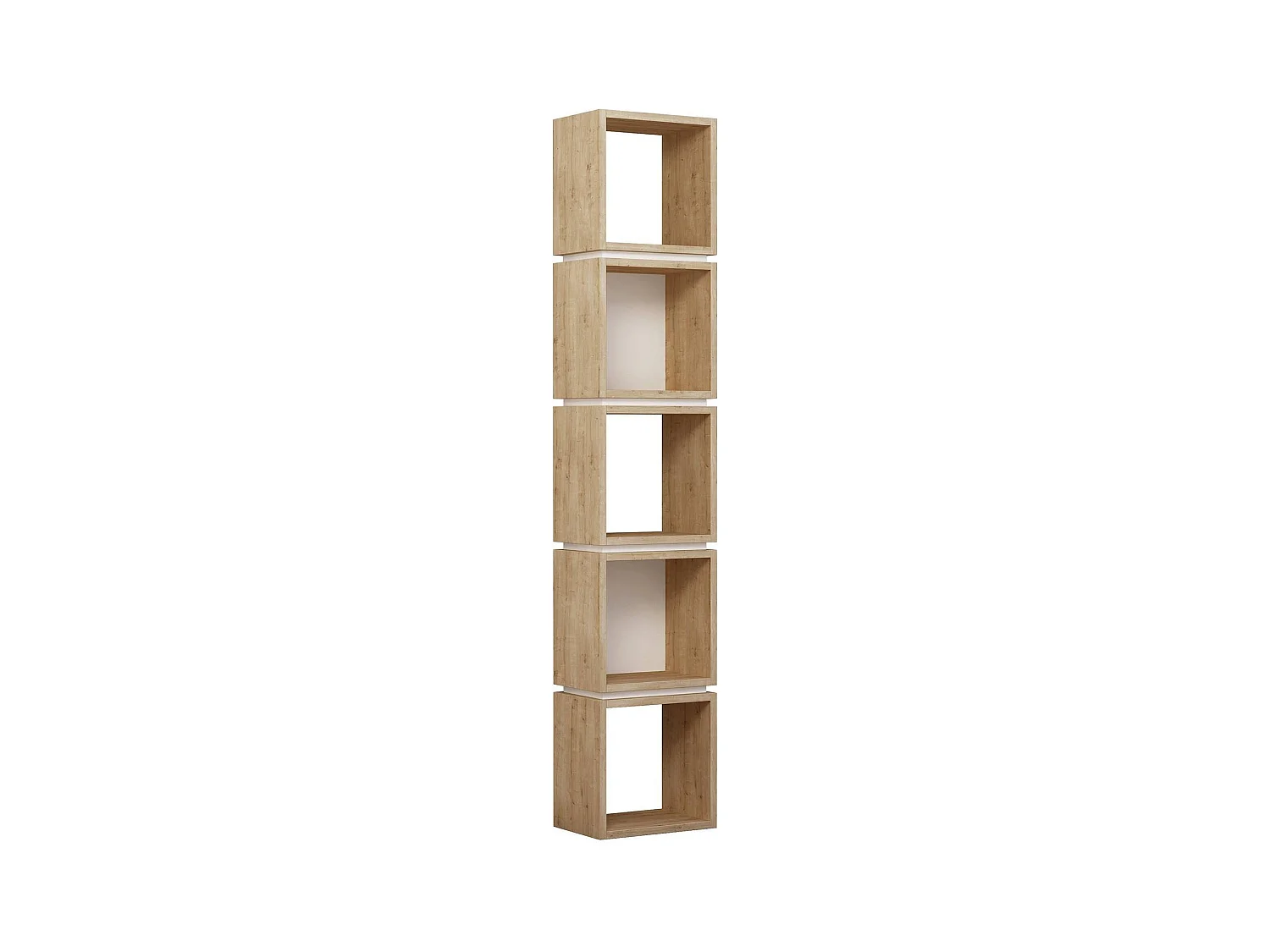 Bibliothèque Dflakusbosil, Etagère de bureau, Porte-livre mobile, Librairie, 32x22 h167 cm, Chêne et Blanc