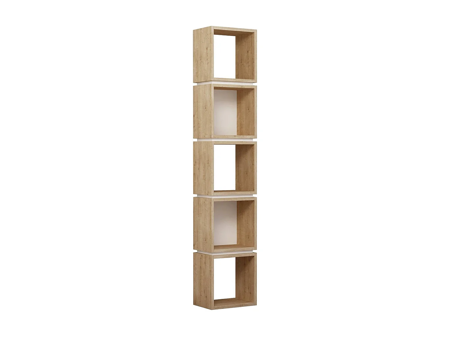 Bibliothèque Dflakusbosil, Etagère de bureau, Porte-livre mobile, Librairie, 32x22 h167 cm, Chêne et Blanc