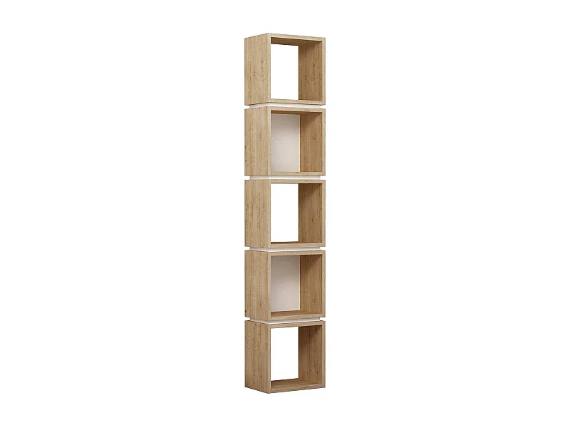 Bibliothèque Dflakusbosil, Etagère de bureau, Porte-livre mobile, Librairie, 32x22 h167 cm, Chêne et Blanc