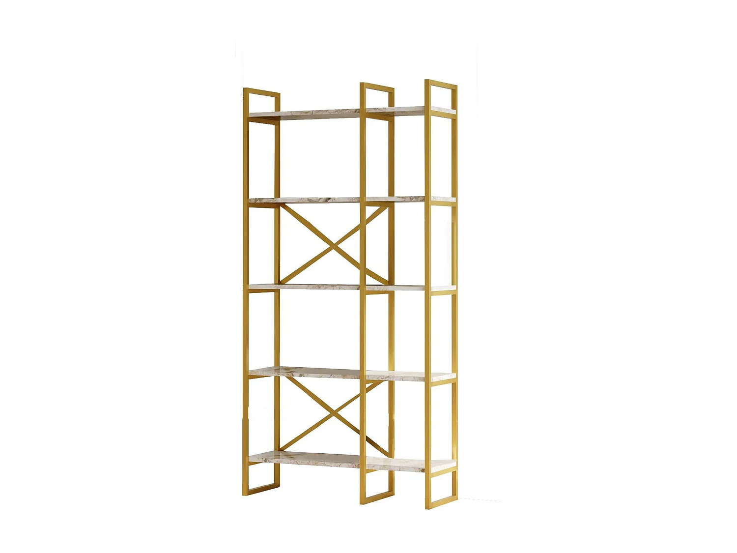 Bibliothèque Ddesplanche, Etagère de bureau, Porte-livre mobile, Librairie, 88x30 h175 cm, Gris et Marbre