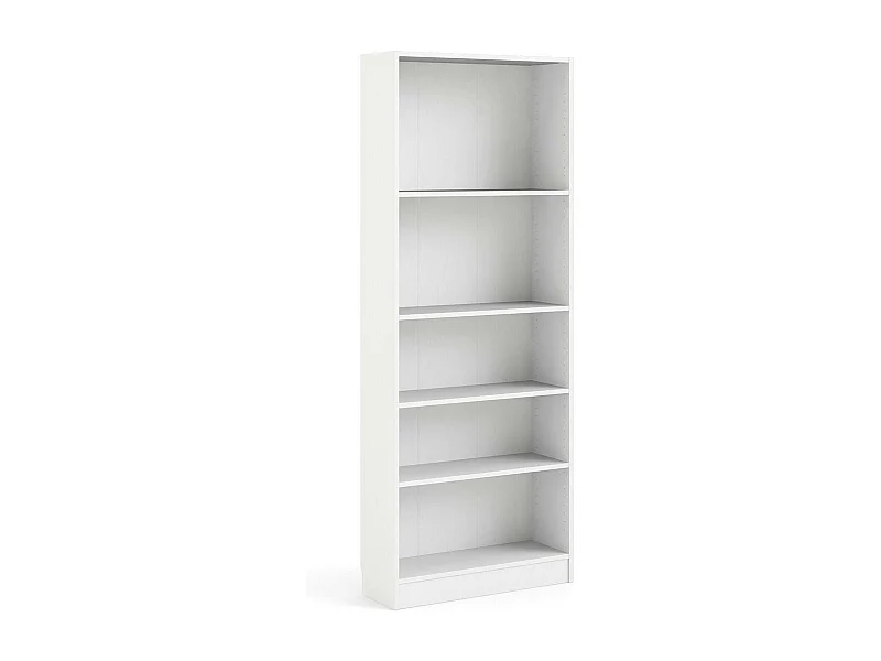 Bibliothèque Driber, Etagère de bureau, Porte-livre mobile, Librairie, 79x27 h203 cm, Blanc