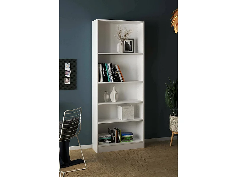 Bücherregal Driber, Büroregal, Mobiler Buchhalter, Bücherbrett, 79x27 h203 cm, WeiÃŸ