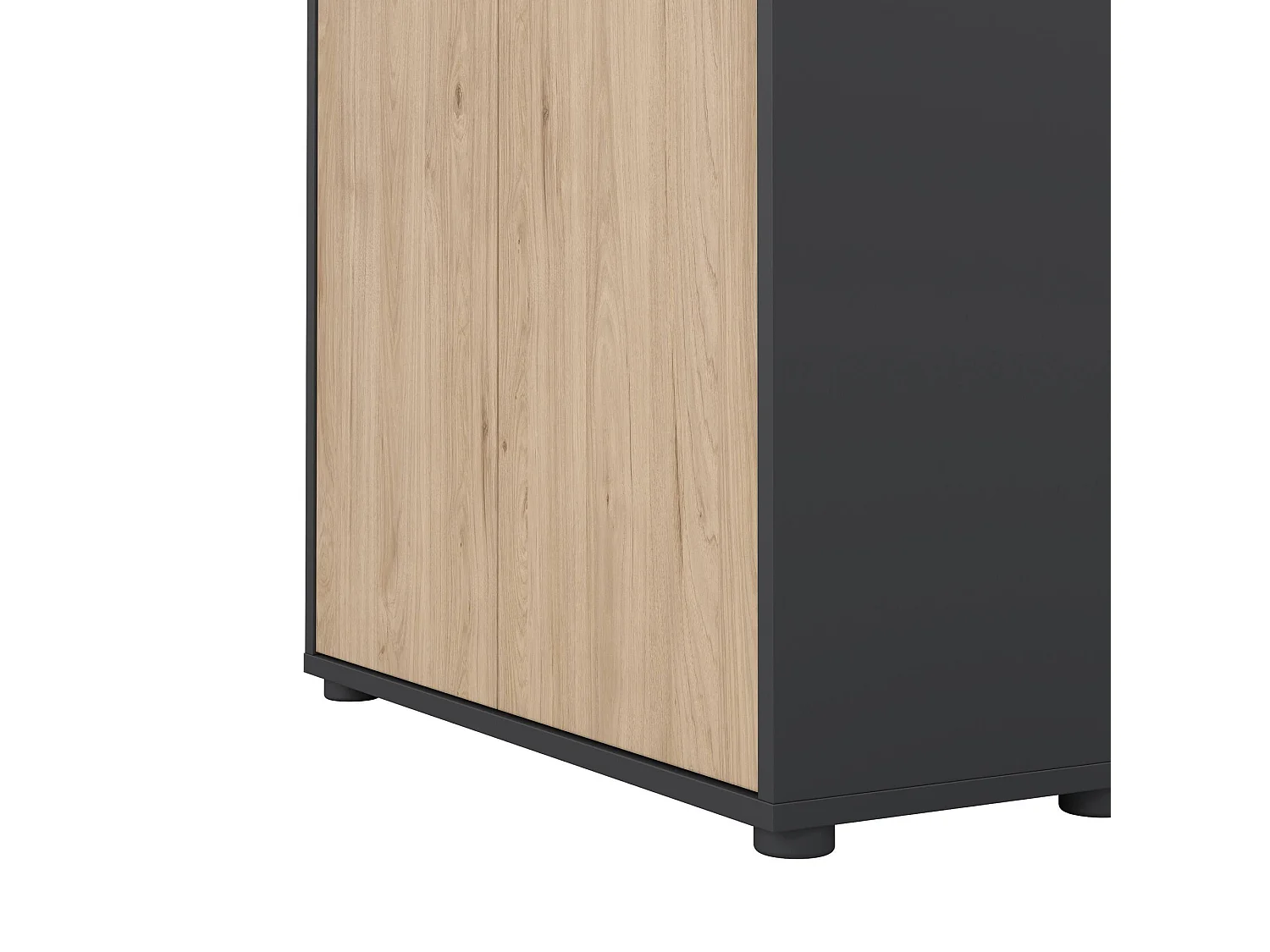 Bibliothèque Dtassott, Etagère de bureau, Porte-livre mobile, Librairie, 80x34 h205 cm, Chêne et Gris