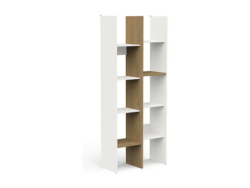 Donomach boekenkast, Kantoorplank, Boekenkast, Bibliotheek, 76x33 h183 cm, Eiken en Wit
