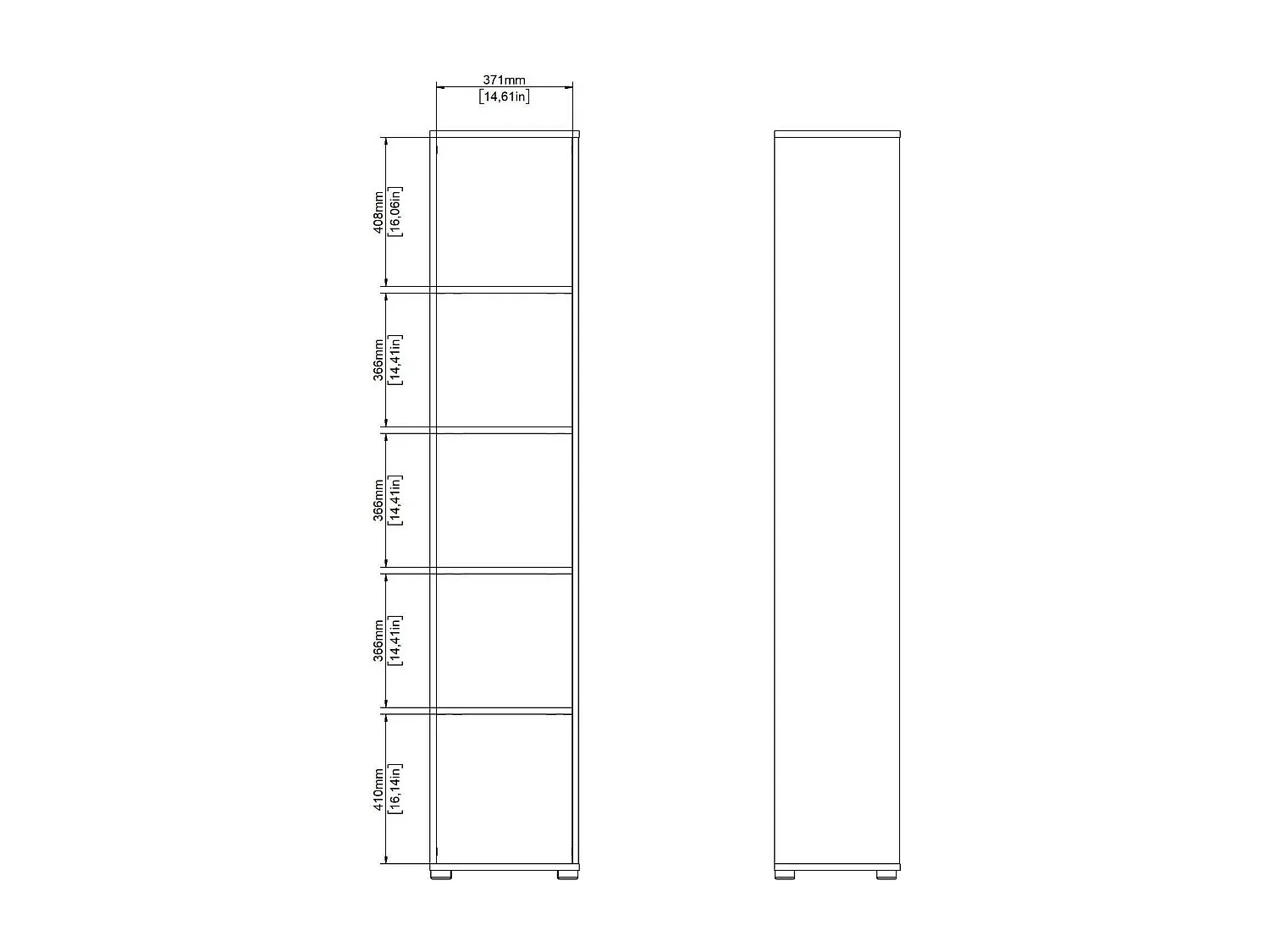 Bücherregal Dtalarin, Büroregal, Mobiler Buchhalter, Bücherbrett, 41x34 h205 cm, Eiche und Grau
