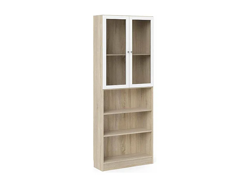 Dsmallin boekenkast, Kantoorplank, Boekenkast, Bibliotheek, 79x28 h203 cm, Eiken en Wit