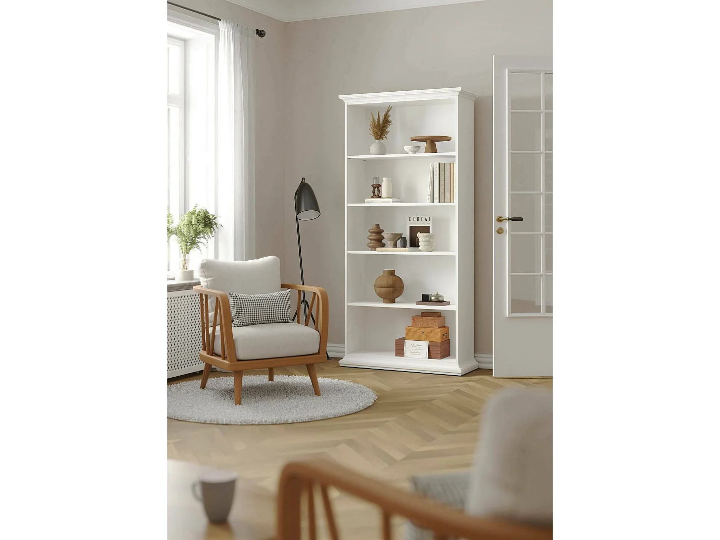 Dmora - Libreria Aragon, 96x37 h201 cm, Bianco