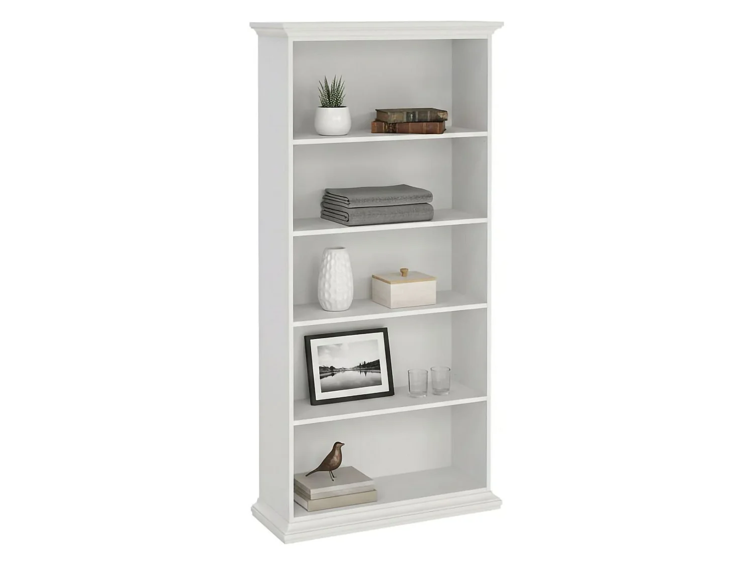 Bibliothèque Dtaran, Etagère de bureau, Porte-livre mobile, Librairie, 96x37 h201 cm, Blanc