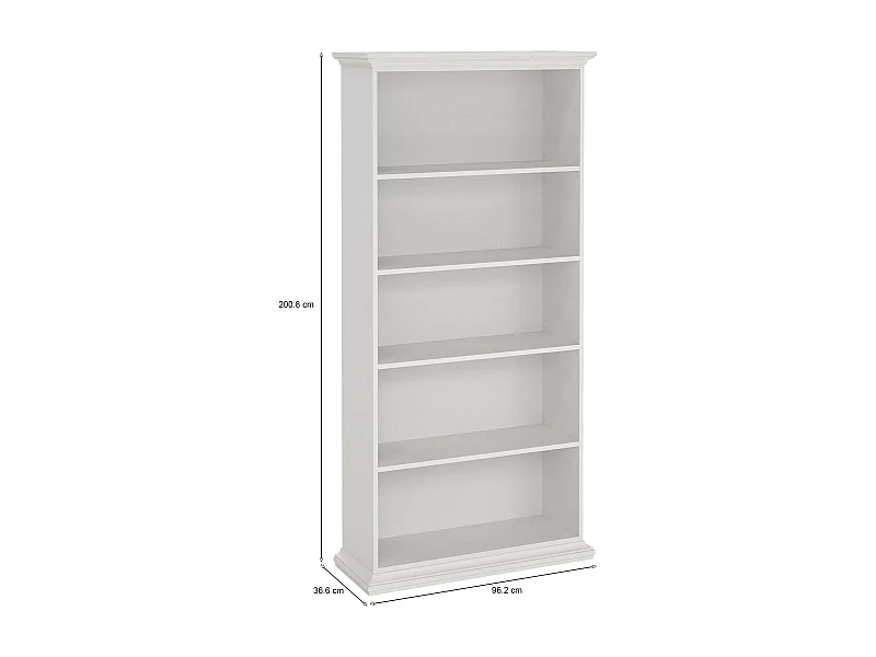 Bibliothèque Dtaran, Etagère de bureau, Porte-livre mobile, Librairie, 96x37 h201 cm, Blanc