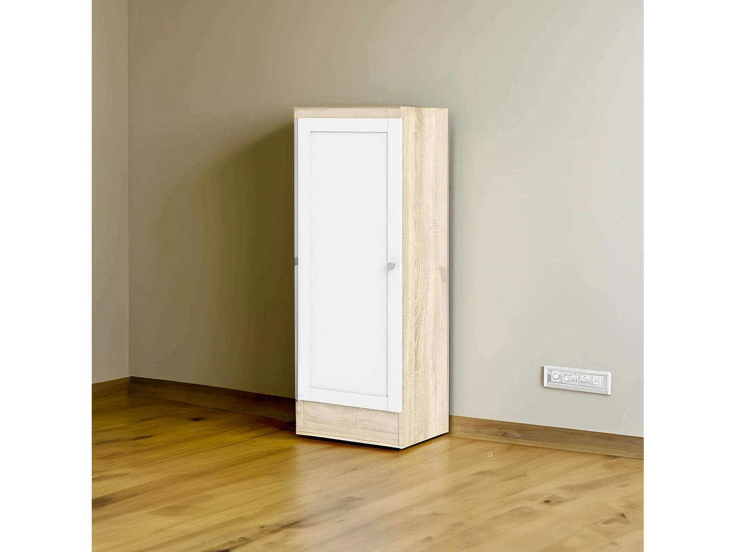Bibliothèque Dsod, Etagère de bureau, Porte-livre mobile, Librairie, 41x28 h107 cm, Chêne et Blanc