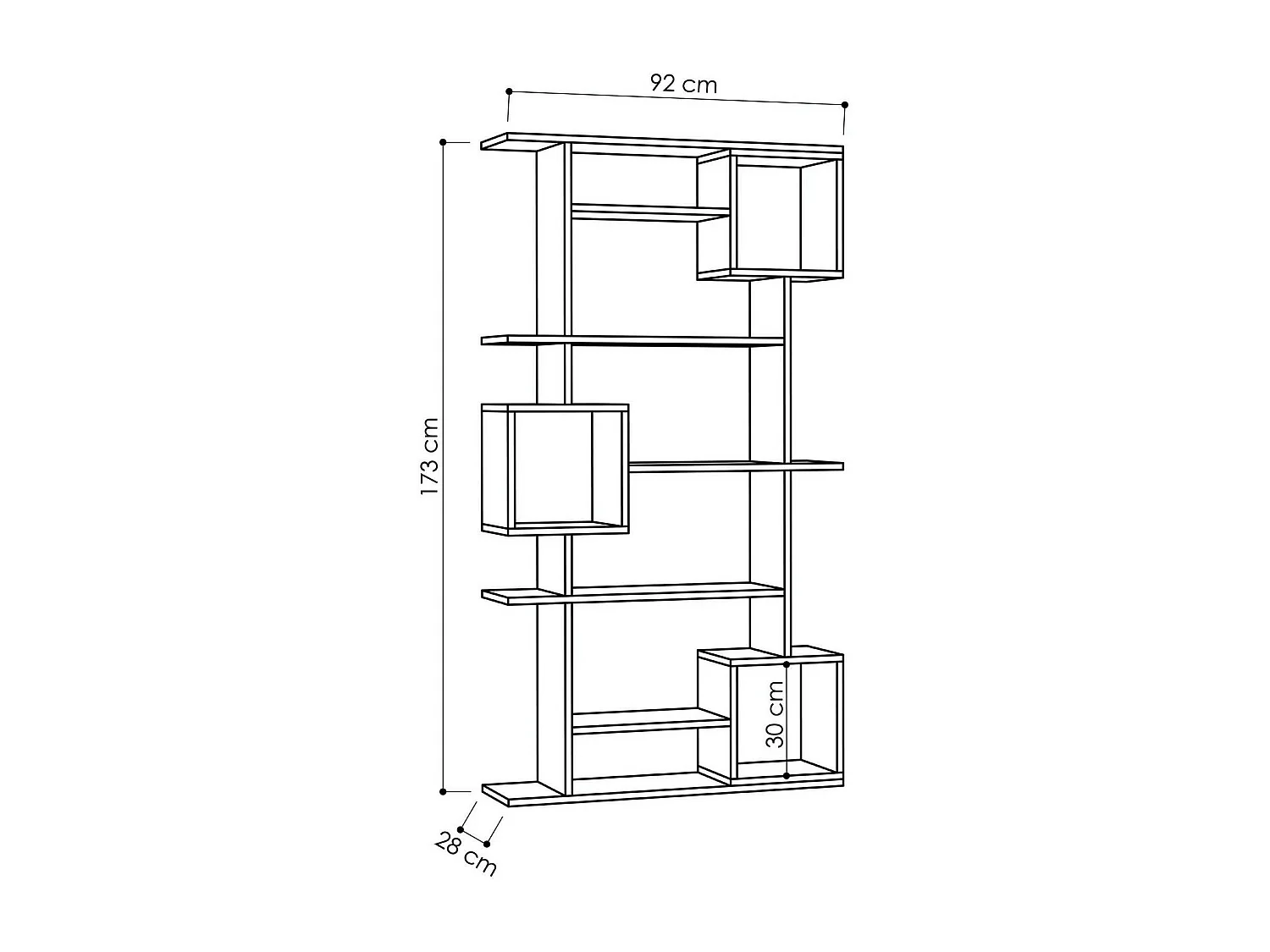 Bibliothèque Dgiorgett, Etagère de bureau, Porte-livre mobile, Librairie, 92x28 h173 cm, Anthracite