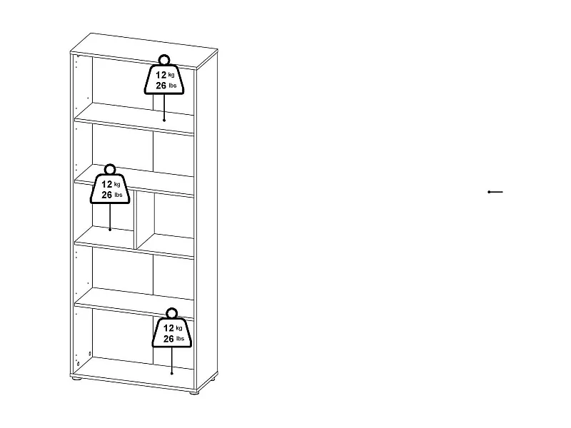 Bibliothèque Dsposit, Etagère de bureau, Porte-livre mobile, Librairie, 80x34 h205 cm, Gris