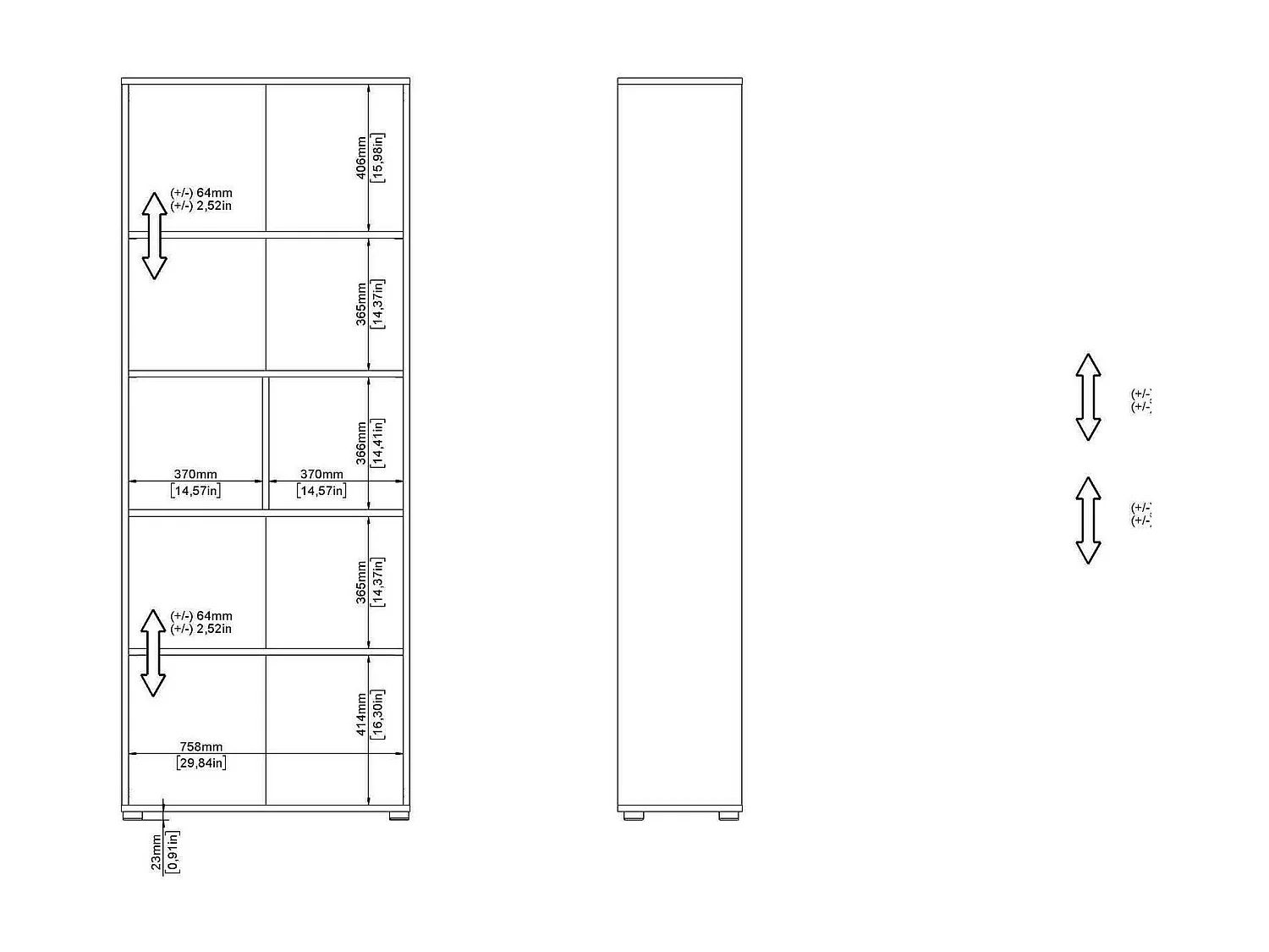 Bücherregal Dsposit, Büroregal, Mobiler Buchhalter, Bücherbrett, 80x34 h205 cm, Grau
