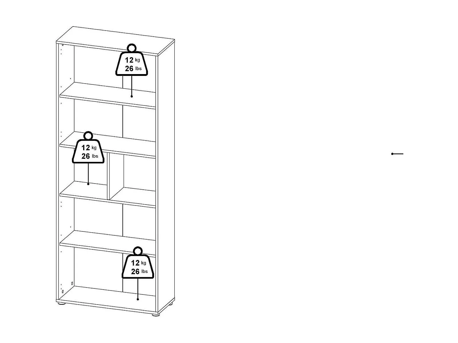 Bücherregal Dsposit, Büroregal, Mobiler Buchhalter, Bücherbrett, 80x34 h205 cm, Grau