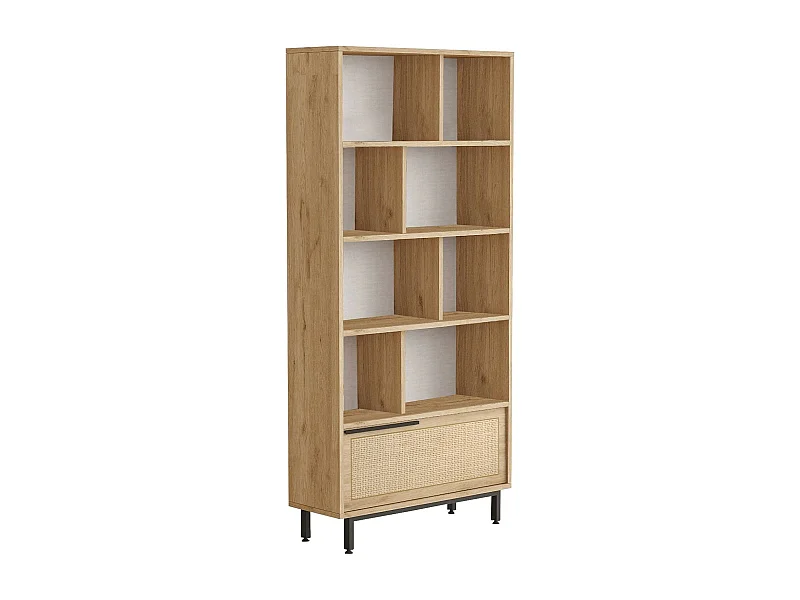 Dmora - Libreria Gerusalem, 84x30 h176 cm, Noce e Quercia