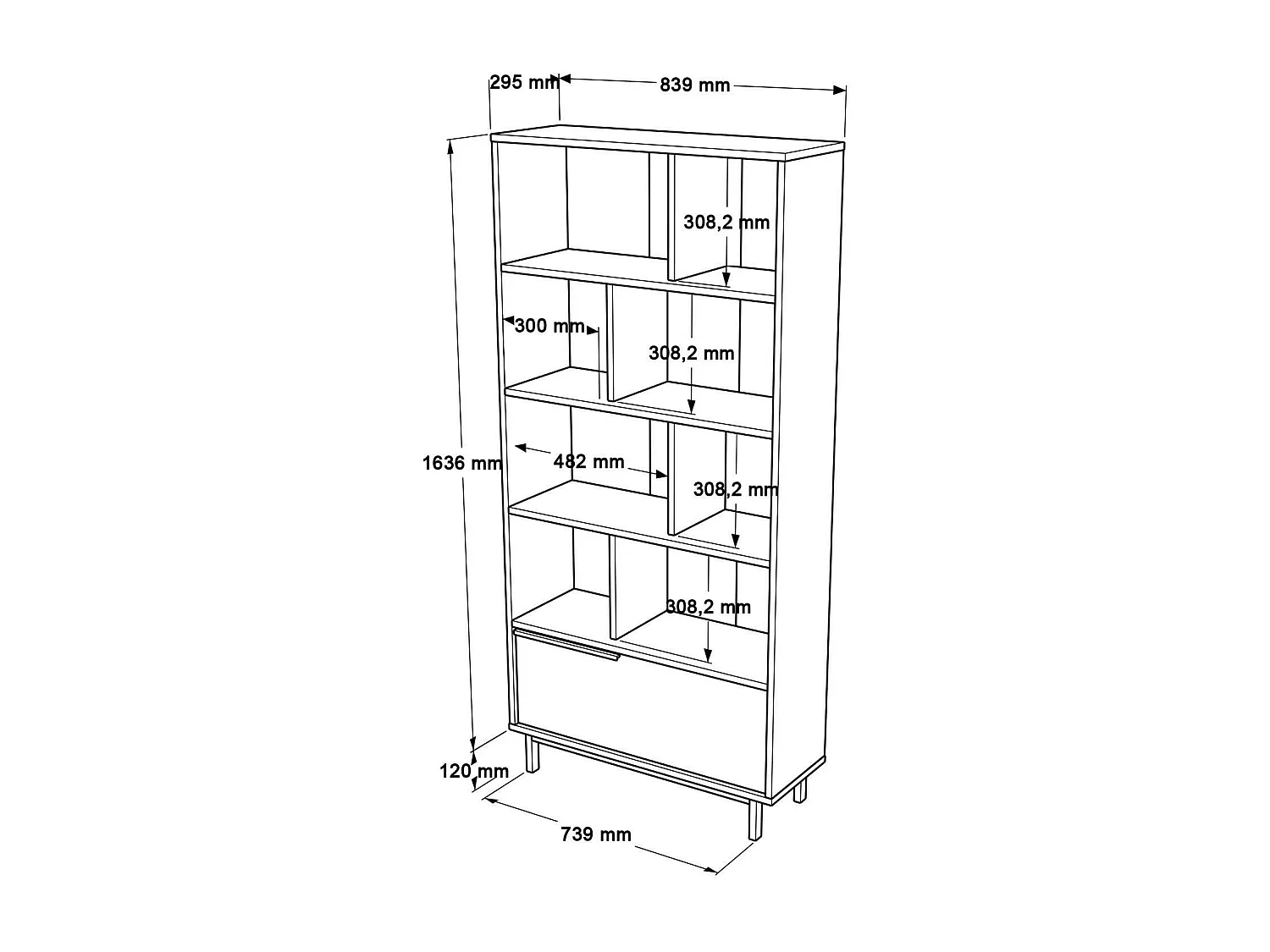 Estante para libros Dandrenacc, Estante de oficina, Porta libros móvil, Biblioteca, 84x30 h176 cm, Nogal y Roble