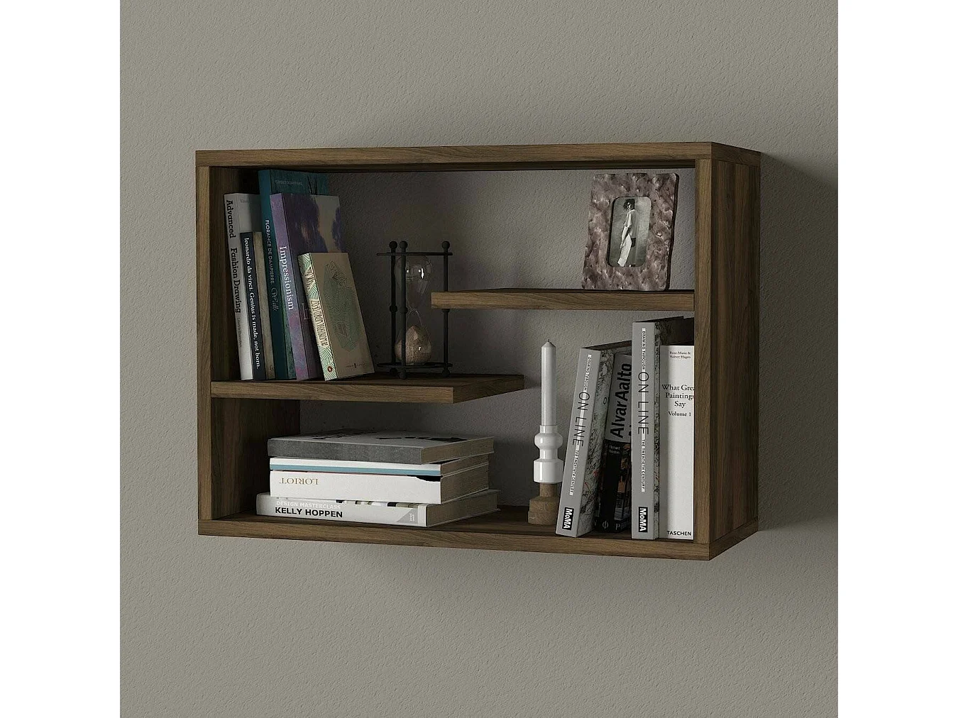 Étagère murale Dibrahimovi, Étagère, Tablette murale, Rayonnage polyvalent, 60x20 h44 cm, Noyer
