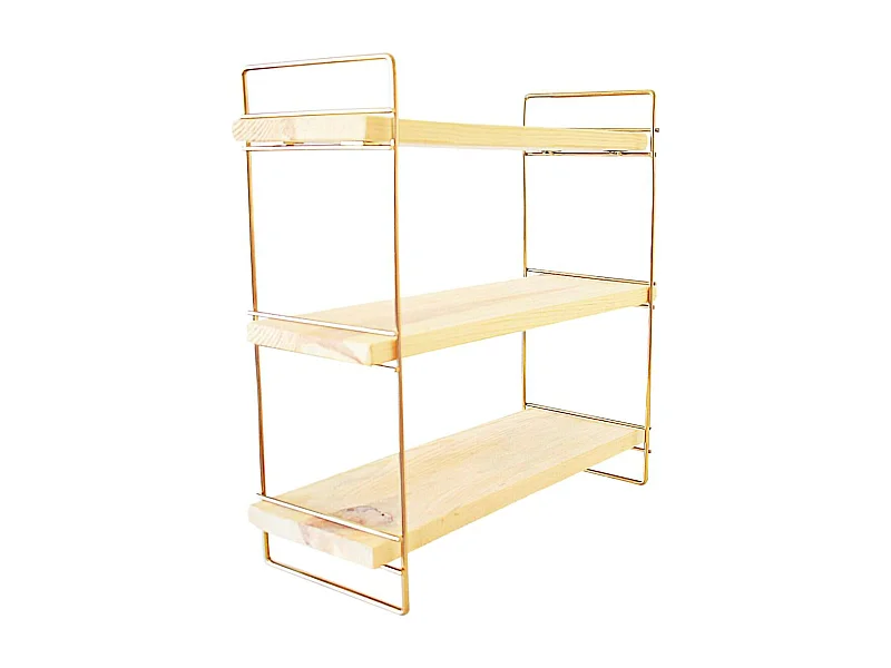 Étagère murale Dgentilin, Étagère, Tablette murale, Rayonnage polyvalent, 16x40 h45 cm, Or et Marron