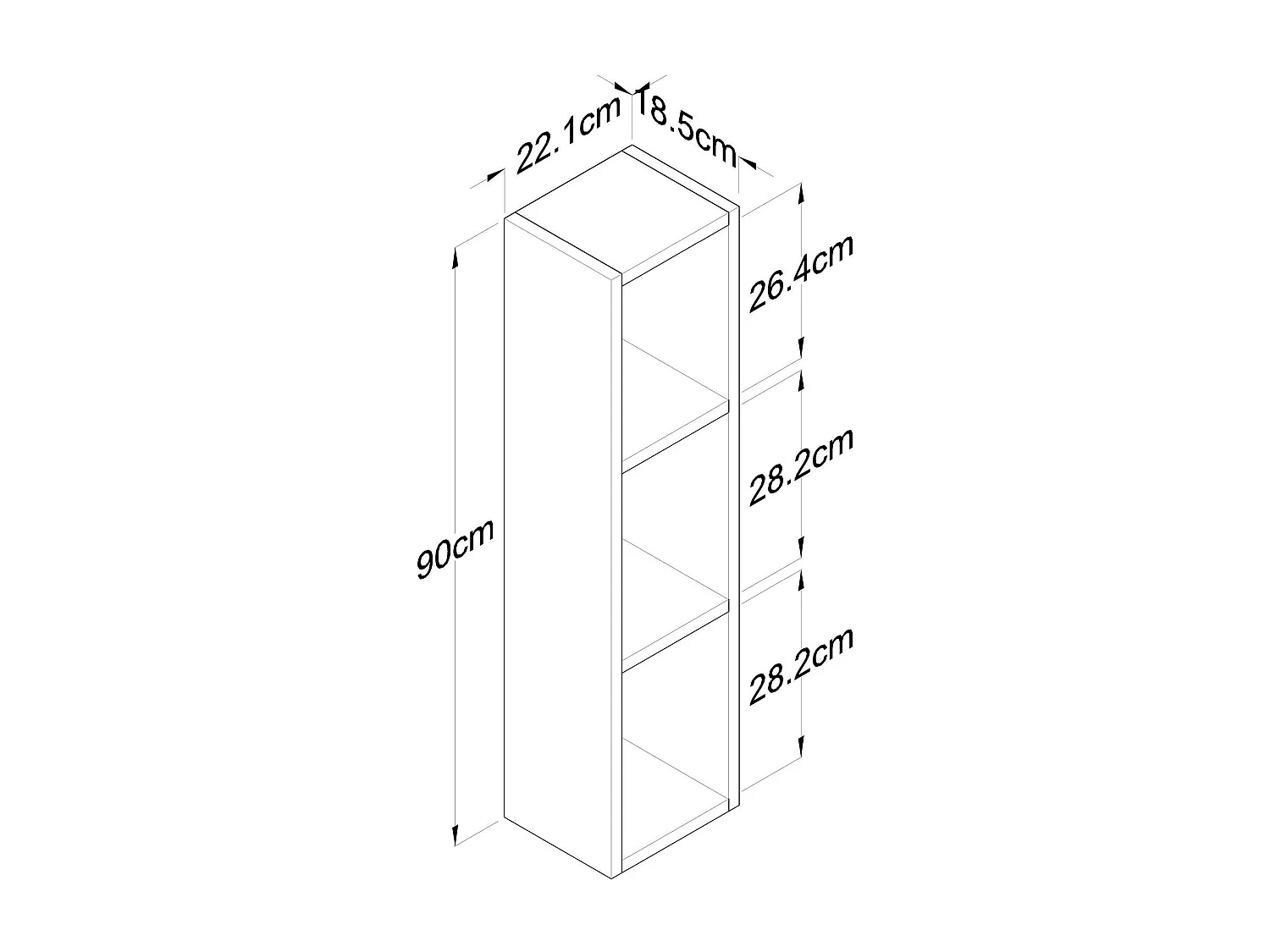 Prateleira Dhergheligi, Prateleira, Prateleira de parede, Prateleira multiusos, 22x19 h90 cm, Nogueira