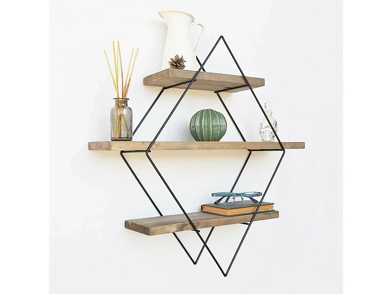 Étagère murale Dkovalenk, Étagère, Tablette murale, Rayonnage polyvalent, 60x14 h60 cm, Noyer et Noir
