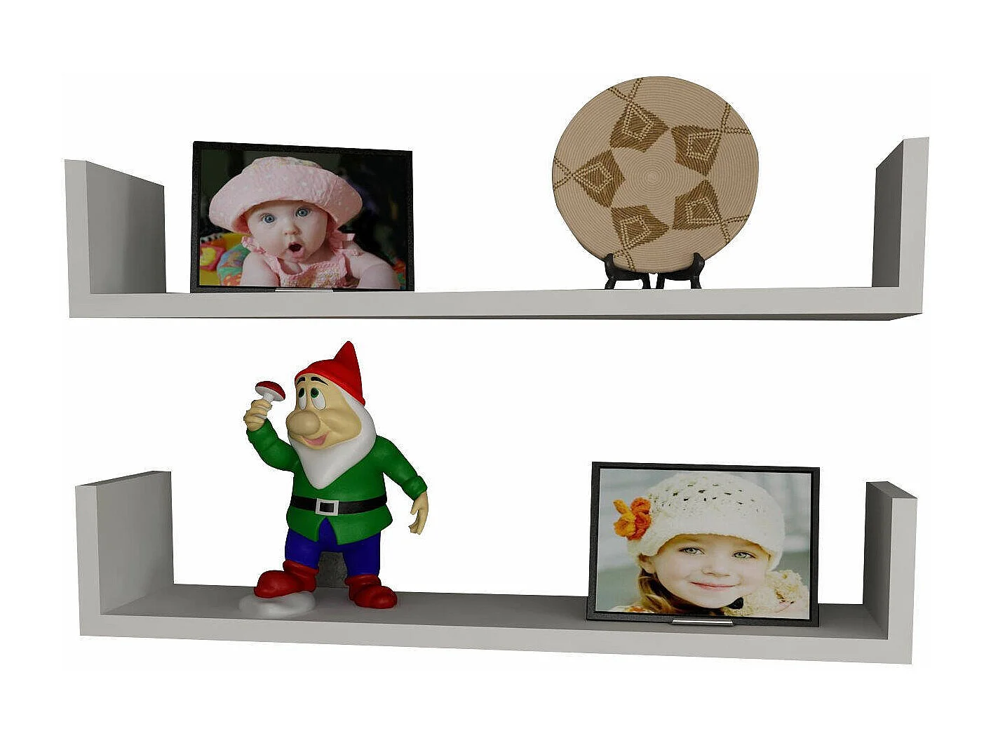 Étagère murale Dlupatell, Étagère, Tablette murale, Rayonnage polyvalent, 63x15 h15 cm, Blanc