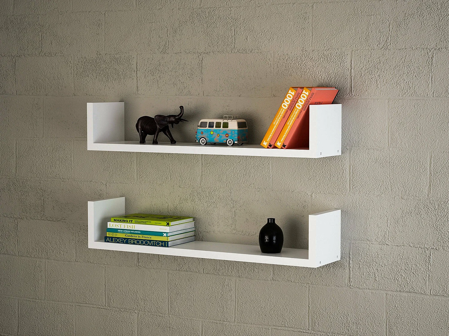 Étagère murale Dlupatell, Étagère, Tablette murale, Rayonnage polyvalent, 63x15 h15 cm, Blanc