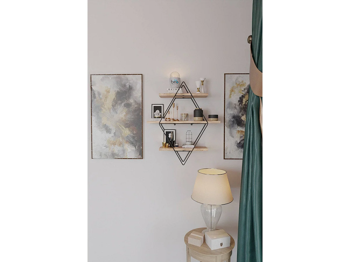 Estantería Dgabriellon, Estante, Estante de pared, Estanterías multiusos, 70x16 h60 cm, Oro y Negro