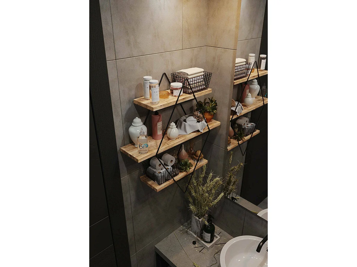 Dmora - Mensola Cosme, 70x16 h60 cm, Oro e Nero